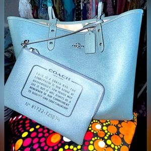 Reversible Coach Tote bag with matching smaller bag attached